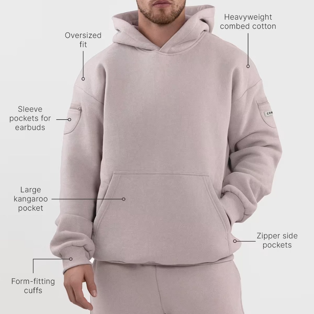 COMFRT Travel Essentials Hoodie in Bark | Size L